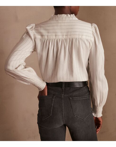 Briane Bl ecrufarbene Streifenbluse