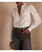 Briane Bl ecrufarbene Streifenbluse