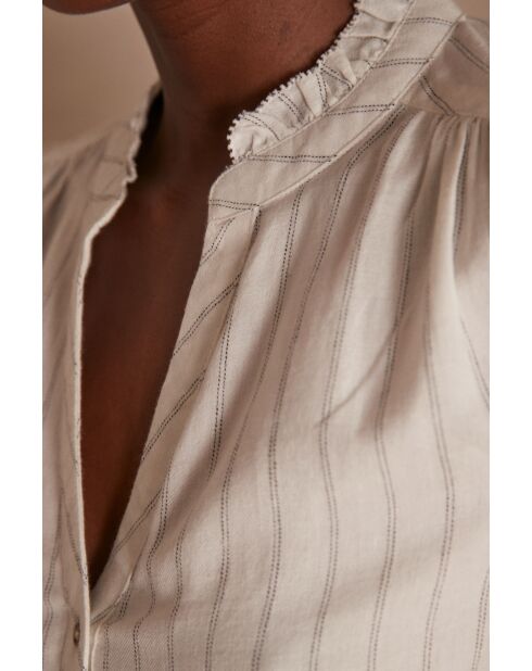 Briane Bl ecrufarbene Streifenbluse