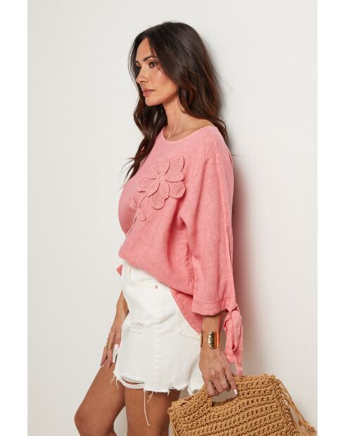 Top Daphné 100% Lin corail