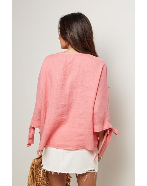 Top Daphné 100% Lin corail