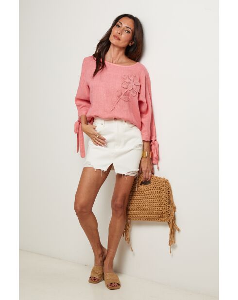 Top Daphné 100% Lin corail