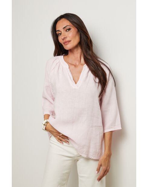 Top Maïssa 100% Lin rose