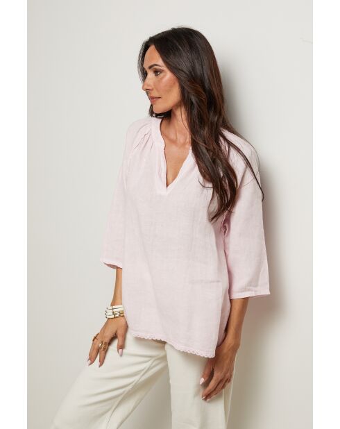 Top Maïssa 100% Lin rose