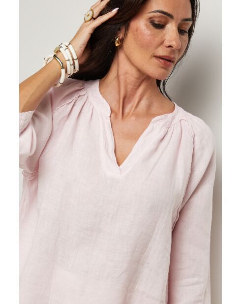 Top Maïssa 100% Lin rose