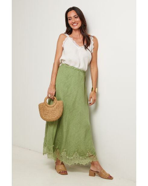 Jupe Mirella 100% Lin verte