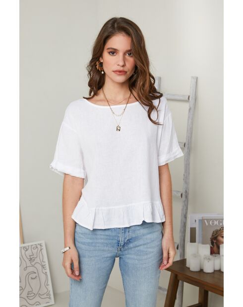 Camélia Top aus 100% weißem Leinen