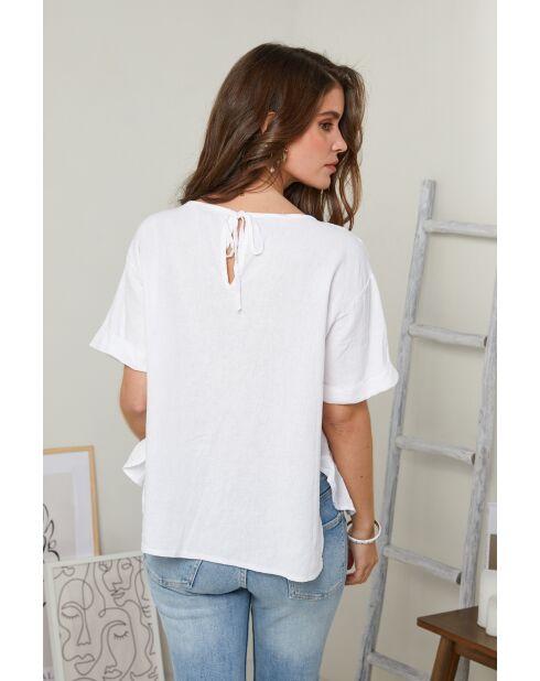 Camélia Top aus 100% weißem Leinen