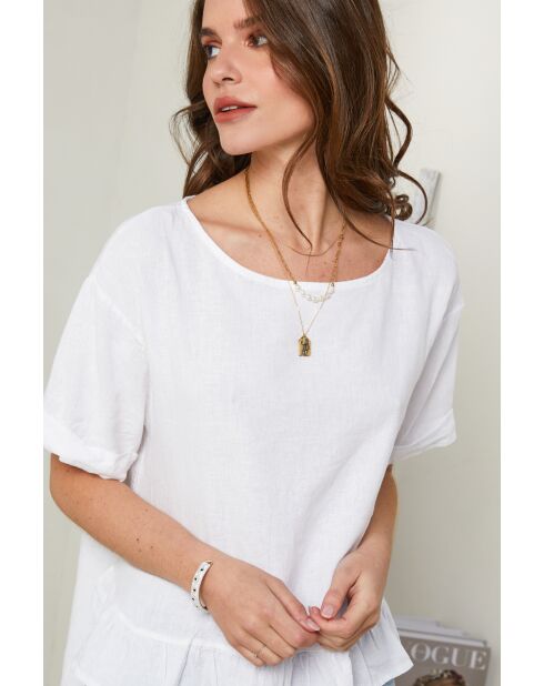 Camélia Top aus 100% weißem Leinen