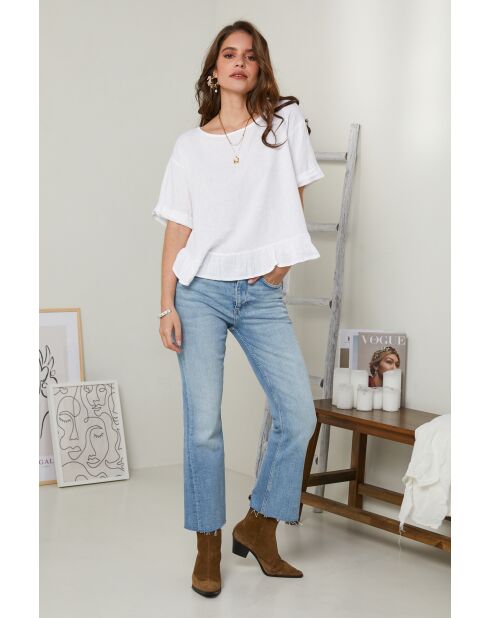 Camélia Top aus 100% weißem Leinen