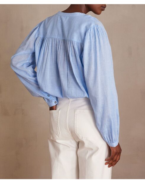 Bl Uni himmelblaue Schmetterlingsbluse