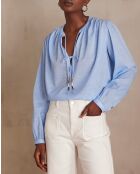 Bl Uni himmelblaue Schmetterlingsbluse