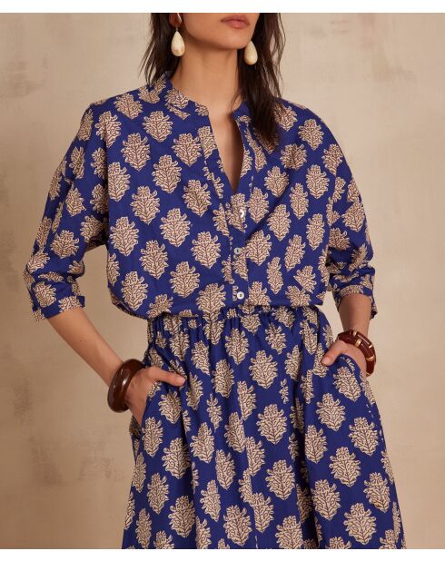 Bl Party Bl Königsblaue Printbluse