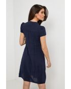 Ysé marineblauwe jurk van 100% linnen