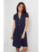 Ysé marineblauwe jurk van 100% linnen