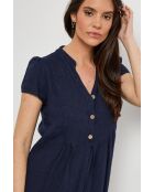 Ysé marineblauwe jurk van 100% linnen