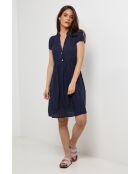 Ysé marineblauwe jurk van 100% linnen