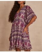 Candy R Imp jurk met lurex donkerfuchsia