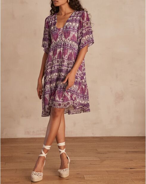 Candy R Imp jurk met lurex donkerfuchsia