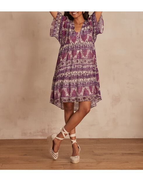 Candy R Imp jurk met lurex donkerfuchsia