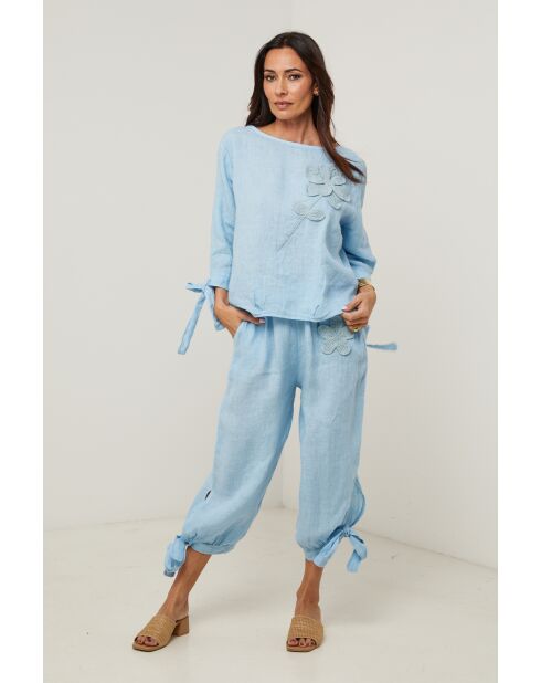 Pantalon Ilona 100% Lin ciel