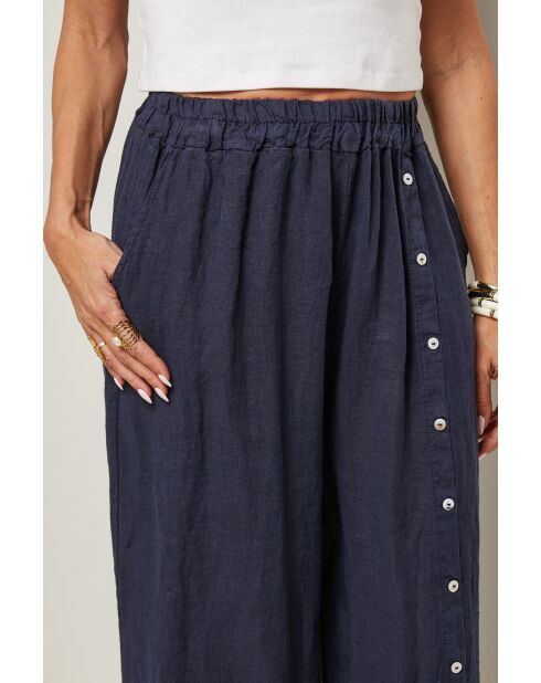 Pantalon Livia 100% Lin marine