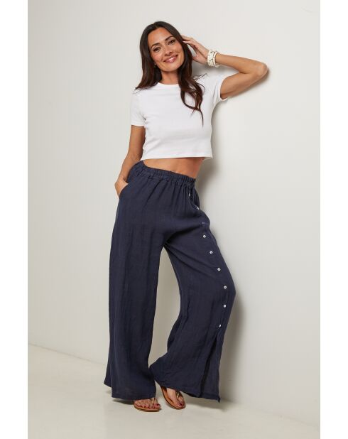 Pantalon Livia 100% Lin marine