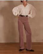 Luna P donkerroze fluwelen broek