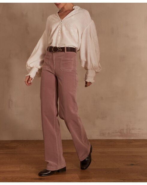 Luna P donkerroze fluwelen broek