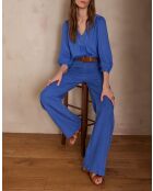 Sandy Bis Wide Leg blauwe broek