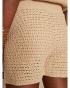 Penelope Sh gebreide korte broek beige mesh