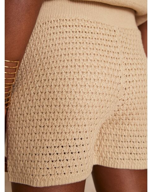 Penelope Sh gebreide korte broek beige mesh