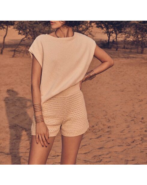Penelope Sh gebreide korte broek beige mesh