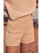 Penelope Sh gebreide korte broek beige mesh