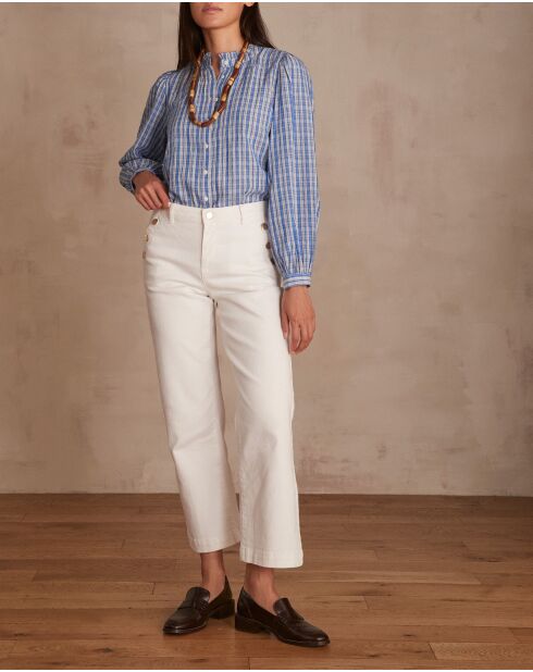 Moswitte overgeverfde broek