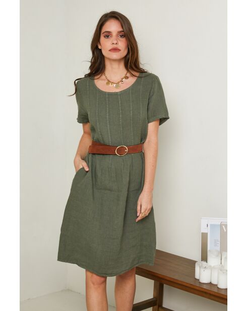 Robe Inaya 100% Lin kaki