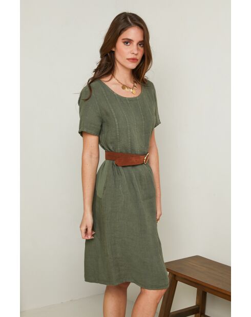 Robe Inaya 100% Lin kaki