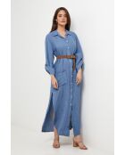 Sélène jurk van 100% indigolinnen