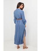 Sélène jurk van 100% indigolinnen