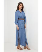 Sélène jurk van 100% indigolinnen