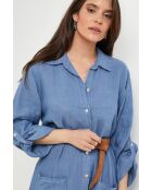 Sélène jurk van 100% indigolinnen