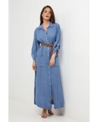 Sélène jurk van 100% indigolinnen