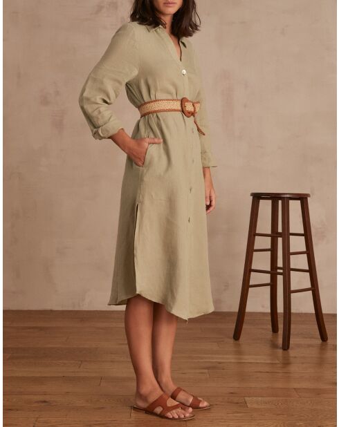 Aicha R Mandelfarbenes Leinenkleid