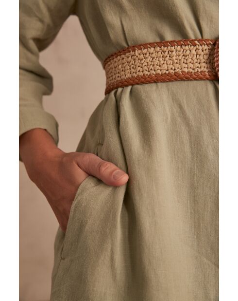 Aicha R Mandelfarbenes Leinenkleid