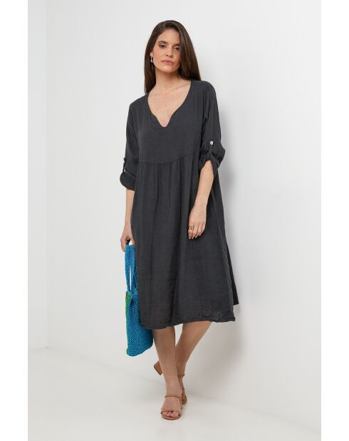 Robe Léana 100% Lin anthracite