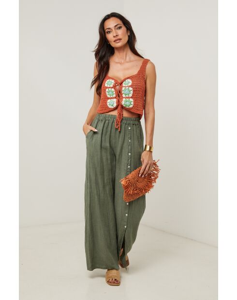 Pantalon Livia 100% Lin kaki