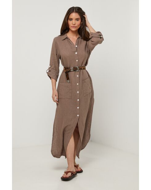 Robe Sélène 100% Lin taupe