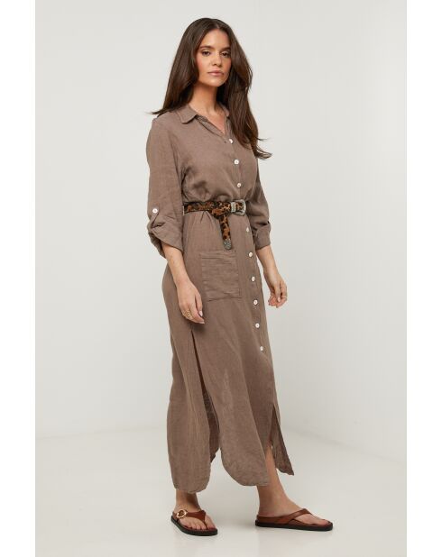 Robe Sélène 100% Lin taupe