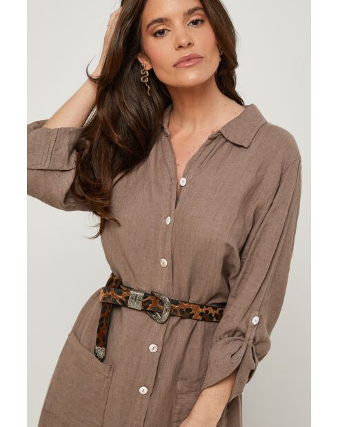 Robe Sélène 100% Lin taupe