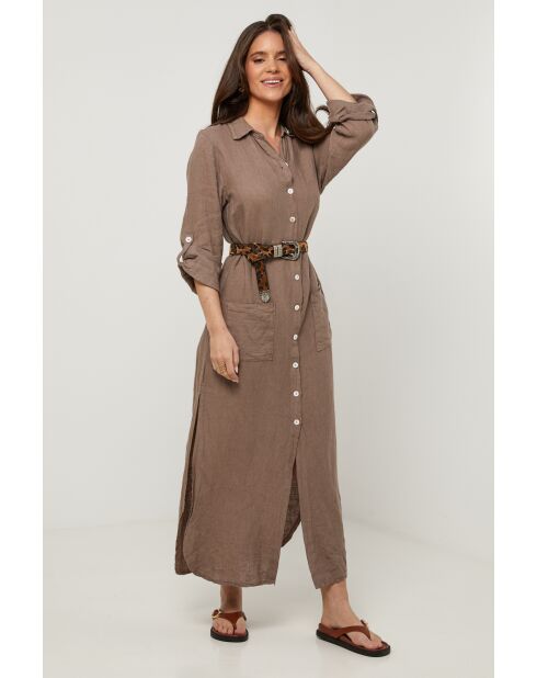 Robe Sélène 100% Lin taupe